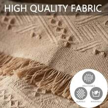 Funda de sofá para sofá de 3 cojines funda de sofá seccional lavable geométricamente jacquard futón fundas protectoras de sofá para perro fundas decorativas con borlas 71 x 118 - Caqui - Ver 5