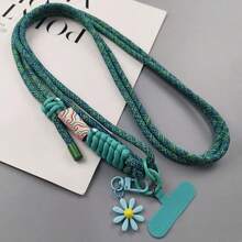 1条菊花吊坠手机挂绳长款编织斜挎带男女通用户外登山可调节多功能颈带耐用带夹子 - 彩色 - 查看 12