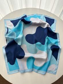1pc Luxury Brand Leopard Print Silk Feel Scarf, Versatile Decorative Small Scarf For Women - Baby Blue - View 2