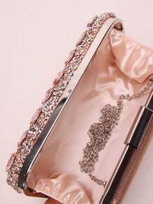 1pc Solid Color Asymmetrical Acrylic Diamond Clutch Crossbody Bag, Fashionable Luxury Evening Bag For Women, Suitable For Daily, Party, Wedding - Champagne - View 3