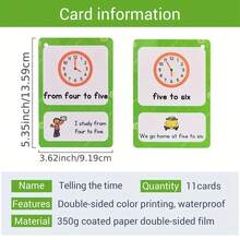 10款模拟时钟时间学习卡片，寓教于乐，儿童学习口袋卡片，时间表达，日常作息，家庭教育用品，课堂必备 - 彩色 - 查看 10