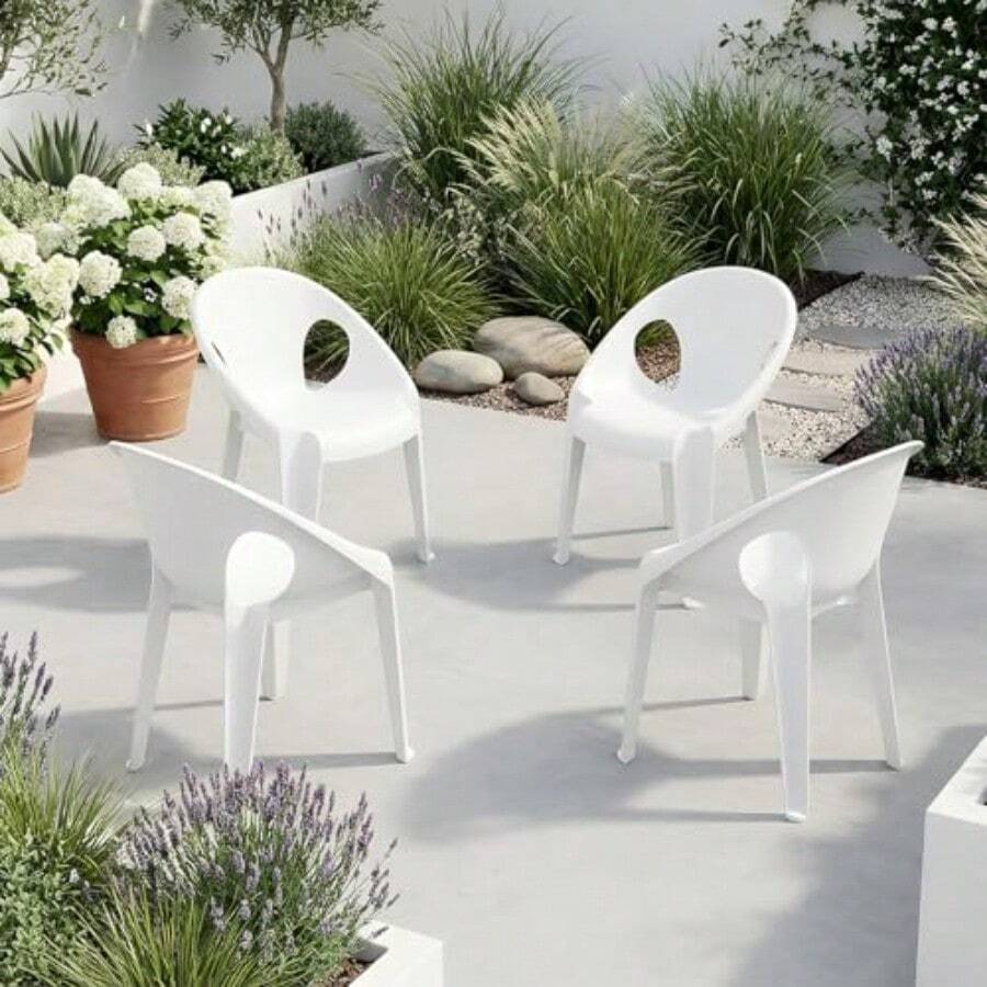 Bossa Silla de Comedor de Plastico Blanca Reforzada Ligeras Pack de 4 Sillas Zebra - Blanco - Ver 1