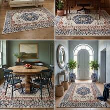 Modern Boho Ethno Print Non-Slip Carpet for Living Room, Bedroom & Minimalist Home Decor ,Vintage Ethno SRug 80x200 cm, 80x300 cm,100x200 cm, 120x180 cm - 彩色 - 查看 3