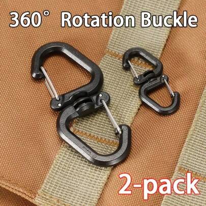 2-Pack 360 Degree Rotating Hooks, Heavy Duty S-Shape Carabiner Clips For Backpack, Keys & Gear | Lightweight Multifunctional Camping, Hiking & Travel Essentials