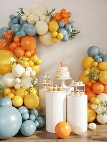 117pcs Boho Sunshine Balloon Arch Kit, Here Comes The Son Balloon Arch Garland, Dusty Blue, Burnt Orange, Yellow & Ivory White, Orange And Blue Balloons, Sun Balloon, Fall Thanksgiving Autumn Harvest Birthday - View 5