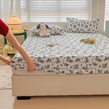 3pcs Bedding Set, Blue Blueberry Pattern, Soft & Comfortable, Includes 1pc Fitted Sheet & 2pcs Pillowcases, No Filling, Suitable For Dorm, Bedroom, Multiple Sizes Available - Blue - View 3