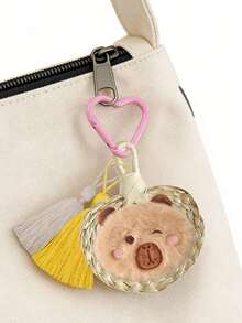 1pc Cute Bear Keychain With Mini PU Fan And Tassel Decor, Suitable For Bag Pendant, Travel Accessories, Car Key Chain, Delicate Bear Themed Design, Great For Travel, Date, Shopping, Party, Gift, Mother's Day, Valentine's Day, Teacher's Day, Back To School, Summer And Beach - Multicolor - View 9