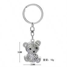1pc Niche Rhinestone Bear Keychain, Creative Full Diamond Cartoon Student Bag Pendant Gift, As A Friend's Birthday Gift, Holiday Gift, Friendship Souvenir Gift For Friends - Silver - View 6