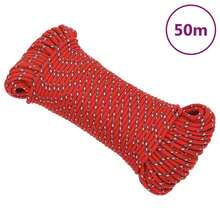 vidaXL Bootsseil Rot 4 mm 50 m Polypropylen Gartenseil, DIY-Projekte mit gedrehtem Seil für drinnen und draußen, Gartenseilbinden, Gartendekorationen, Partys, Boote im Freien - A - Übersicht 1