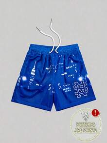 Men's Statement Print Shorts Fashion Designer Patterned Casual Daily Wear Shorts - Màu xanh lam - Xem 1