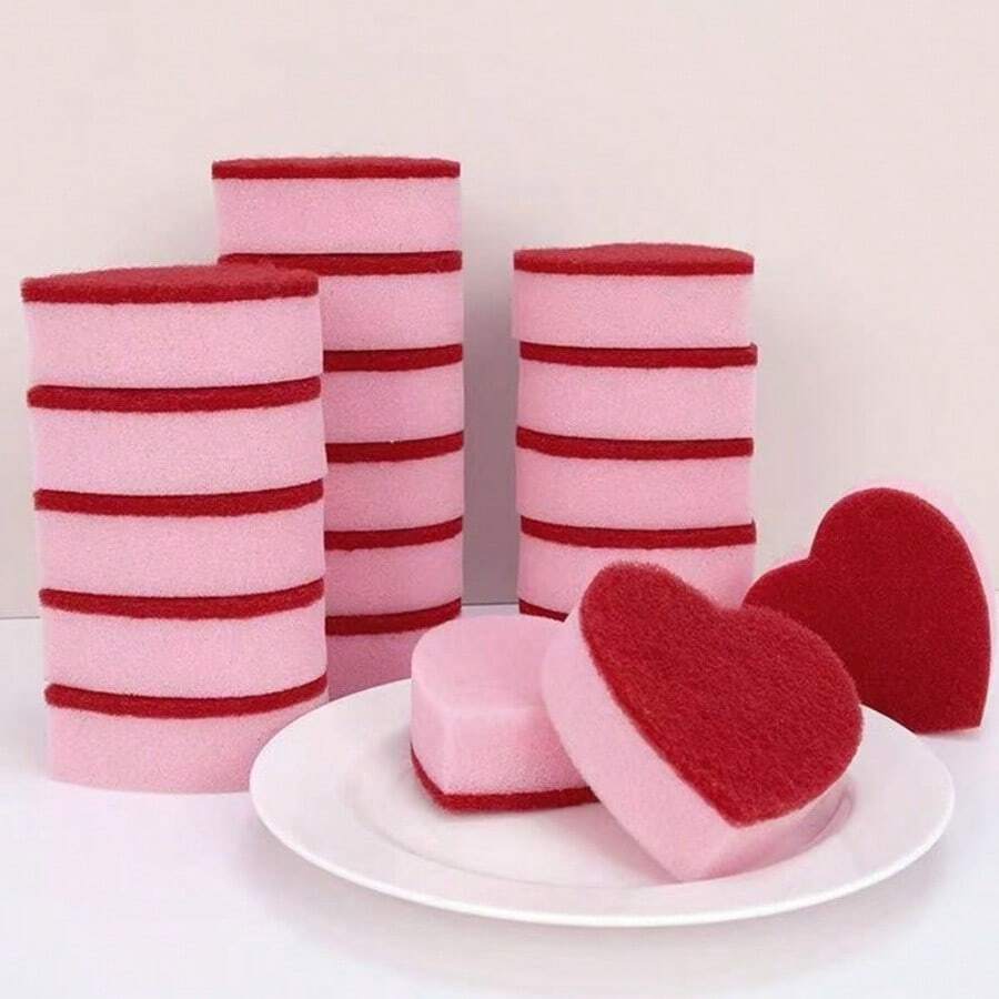 3pcs/1pc Best-Selling Cleaning Sponge Scrubber - Sponge Dishwashing Cloth Suitable For Cleaning Sink, Stove, Pots, Dishes And Utensils. Cleaning Tool, Home And Kitchen Supplies. - Love-filled Scouring Pad - View 1