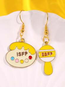 1对创意个性ISFP/ESFP不对称耳环，可爱设计，适合日常佩戴、节日、派对等场合，女士饰品 - 彩色 - 查看 6