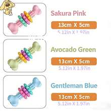 Pet Chew Toy For Puppy & Adult Dog, Bone Shape, Indestructible Rubber, Interactive Teething Toy - yellow-green - View 4