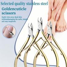 3 Pcs/1 Set, Classic Stainless Steel Nail Clipper Set, Precise Trimming For Fingernails And Toenails, Concave Blade Edge, Professional Cuticle Nippers, Dead Skin Removal, Unscented Nail Care Tools (Gold) - Gold - View 2