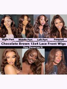 Wear And Go Glueless Wigs Body Wave Lace Front Wigs Human Blended Hair Pre Plucked 200 Density 13x4 Hd Transparent Lace Frontal Body Wave Human Blended Hair Wig For Women Natural Black - Brown - View 10
