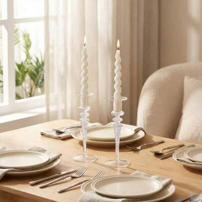 Chân nến thủy tinh cao kiểu Châu Âu lãng mạn, chân nến thủy tinh hình kim cương hiện đại sáng tạo, trang trí nhà cửa sang trọng cho bữa tối dưới ánh nến, phù hợp cho đám cưới, trang trí phòng khách hoặc phòng ngủ tạo không khí ấm cúng.
