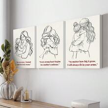 Conjunto de 3 pôsteres em tela com tema do Dia das Mães. Um pôster inspirador que retrata o amor materno e abraços. Um pôster delicado e elegante para o Dia das Mães. Decoração de parede para o Dia das Mães. Um presente para a mamãe. Decoração para casa, decoração estética para o quarto, pôsteres decorativos para o quarto. Moldura opcional. - 3 peças - Ver 6