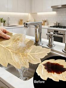 1pc/4pcs/6pcs Gold Leaf Shape Placemats, Heat Resistant Non-Slip Table Mats, Washable Wipeable PVC Dining Mats For Kitchen Table, Elegant Metallic Leaves Coasters For Wedding Party Banquet Holiday Home Decor - Multicolor - View 5