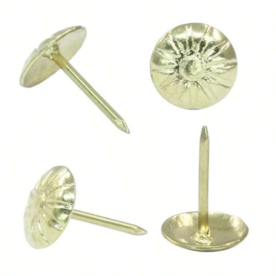 100 Pack Antique Upholstery Tacks Gold 7/16 Inch Decorative Furniture Nails For Sofa Chair Bed DIY Decoration - Gold - View 1