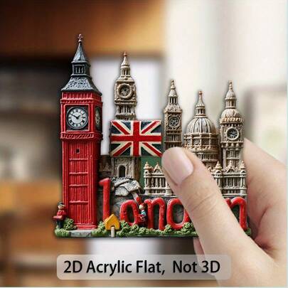 Nam châm tủ lạnh bằng acrylic, hình tháp Big Ben và Cung điện Buckingham ở London, nam châm acrylic bền chắc, thích hợp cho tủ lạnh, tủ đông và tủ kim loại - Trang trí đậm chất Anh Quốc, thể hiện hình ảnh đường chân trời London mang tính biểu tượng (Lý tưởng làm quà tặng)