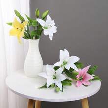 1 pezzo Ramo di giglio artificiale 3D realistico, fiori finti bianchi per decorazione di matrimoni, casa e giardino - Multicolore - Visualizzare 9