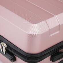 YONSLY Suitcase 16/20/24/28 Inch With 4 Wheels, 360° Combination Lock, Mesh Compartment, Soft Rubber Handle, Lightweight, Shockproof Trolley Suitcase, Carry-On Hard Shell Suitcase - Rose Gold - View 9