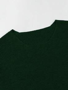 Plus Size Men's Solid Color Crew Neck Casual Loose Knit Short Sleeve Top - Green - View 7