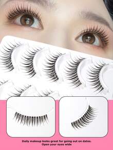 5 Cặp lông mi giả kiểu Hàn Quốc & Nhật Bản, xoăn tự nhiên, dày, dài, mềm mại, đan chéo, siêu mảnh, quyến rũ như hoạt hình, có thể tái sử dụng. - Xem 3
