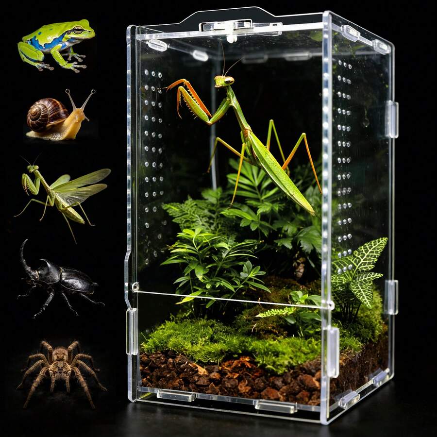Reptile Habitat Terrarium Breeding Box Acrylic Case Nano Arboreal Tarantula Enclosure Spider Scorpion Bearded Dragon Habitat - Small - View 1