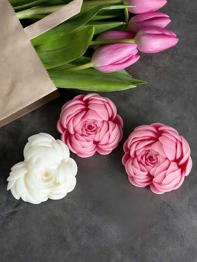 1个牡丹花3D硅胶模具，适用于母亲节、婚礼回礼、婚礼花束、混凝土、石膏、树脂浇铸、蜡烛制作、香石装饰，多用途模具，可用于节日装饰、冥想等。