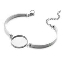 1pc Stainless Steel Tray Bracelet, Titanium Steel Tarnish-Resistant Tray For Inlay, Fashion Versatile Hypoallergenic Tarnish-Resistant, DIY Jewelry Making Base - Bracelet Base - View 7