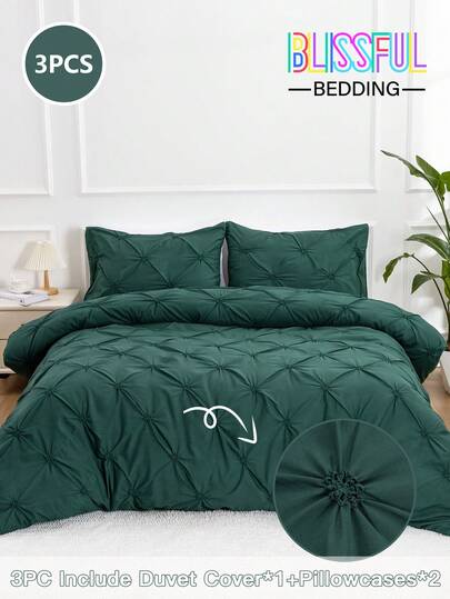 Bộ 3 món ga trải giường cỡ lớn màu trơn họa tiết hoa pom-pom dễ thương, bao gồm (1 ga trải giường có khóa kéo + 2 vỏ gối không kèm ruột gối), thích hợp cho phòng ngủ và ký túc xá.