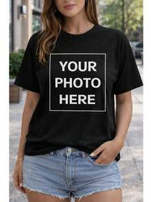 Customized Women's T-Shirts, Upload Your Photos/Family/Lover/Pet/Best Friend, Black T-Shirts, Holiday Gifts, Anniversary Gifts, Company Team Building Uniforms, Music Festival Outfits, Gifts For Him/Her, Short Sleeves, Party Outfits, Fashion Accessories, Hip-Hop, Simple, Easy To Wear, Understated Fashion, Minimalist Chic, Casual Customization, Unique, Personalized Collection, Ideal Gifts For Family, Casual Wear,Gym - màu đen - Xem 2