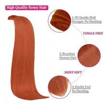 Extensiones de cabello con clip, cabello humano liso, 8 piezas, extensiones Remy con clip, extensiones de cabello humano real, color negro azabache para mujer, 56 cm (22 pulgadas). - S350 - Ver 6