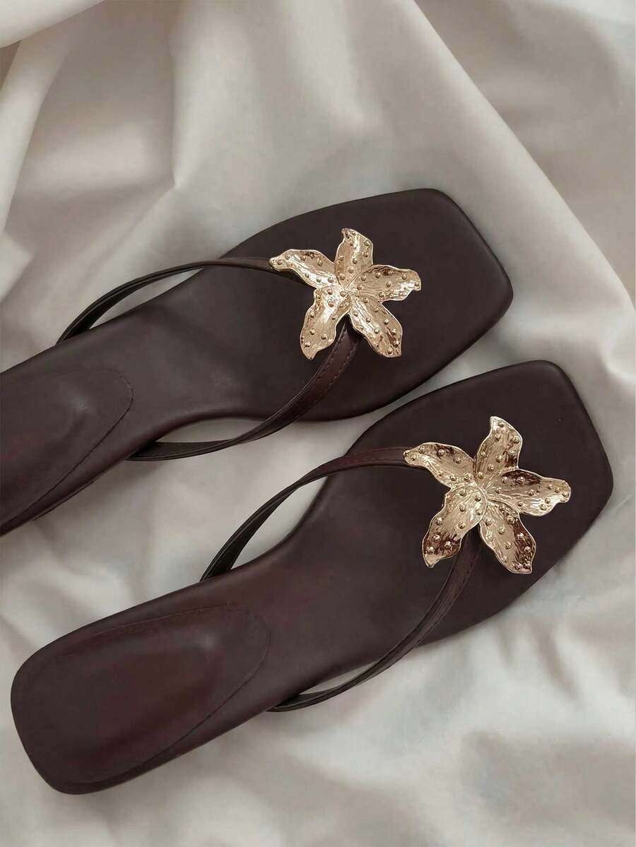 planare Women's Minimalist Casual Summer Kitten Heel Sandals, Suitable For Commuting, Dating, Vacation, Party Outfits - Brown - View 1