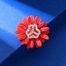 1pc Elegant Zinc Alloy Luxury Enamel Inlaid Sparkling Rhinestone Daisy Flower Brooch, Suitable For Women's Daily Wear - Daisy - View 10