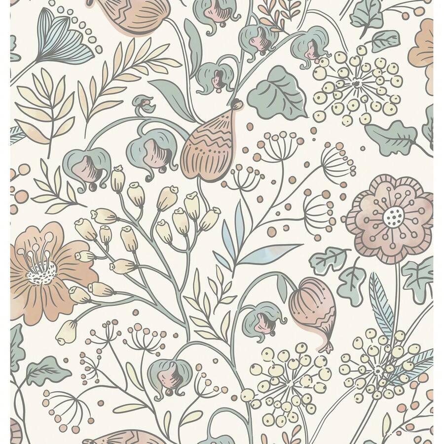 1卷复古植物花卉壁纸，时尚抽象植物花卉印花壁纸，精致室内装饰膜，适用于房间和橱柜表面的装饰翻新，各种房间和厨房墙面装饰壁纸，自粘贴纸，易于安装和移除，手工工艺膜 - 復古花卉 - 查看 1