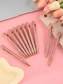 12/8/4/2pcs 2-In-1 Rose Gold Metal Stylus Ballpoint Pen With 1.0mm Black Ink For Touch Screen Devices - Multicolor - View 6