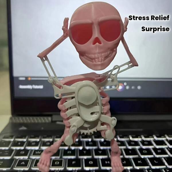 1pc Spooky Night Swinging Skeleton Decoration, Funny Skeleton Spring Rotating Stress Relief Figurine, Surprise Companion Gift (Random Color) Halloween