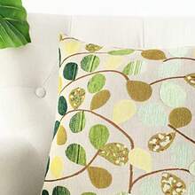 Euphoria Home Decor Cushion Cover Throw Pillow Case Shell Luxury Chenille Cute Leaves Ecru Green Color 18" X 18" Reversible - Hojas verdes - Ver 6