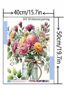 1pc DIY Diamond Painting - Floral Vase, Home Decor, Full Drill, 30*40cm/40x50cm - Sets - View 4