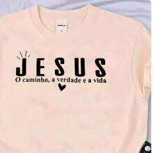 Linda Tudo è Aquele Que Crê Jesus Cristo Camiseta Feminina Blusinha - Bege - Visão 2