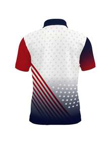 Chemise à manches courtes légère et respirante avec imprimé drapeau américain, tenue décontractée pour adultes et adolescents - Multicolore - Voir 7