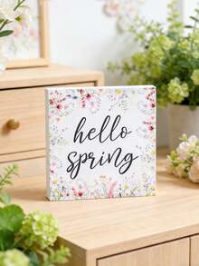 1pc Spring Wildflower Decoration Ornament, Hello Spring Decorations, This Foam Block Decor Makes A Great Gift For Family And Friends, Spring Party Supplies, Floral-Themed Party Decorations, Spring Crafts, Perfect For Home Or Office Shelves And Tiered Trays, Spring Cabinet Decor, Spring Living Room And Bedroom Decor, Spring Room Decor, Spring Home Decor, Spring Gifts, Party Favors - Spring Wildflowers - View 3