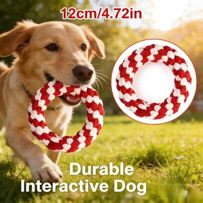1pc Durable Dog Chew Toy - Donut Shaped Dental Cleaning Interactive Toy, Suitable For Medium & Small Dogs