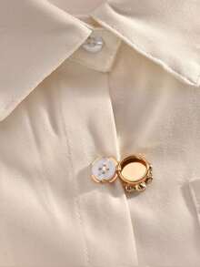1 pieza Botón de puño de camisa con flor de rhinestone, alfiler decorativo para el cuello, accesorio versátil y minimalista adecuado para uso diario y días festivos - Hebilla decorativa - Ver 4