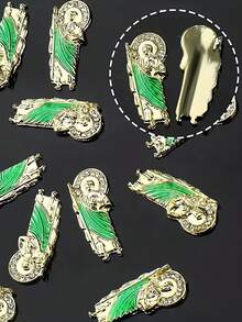5/10/20PCS Golden 3D Saint Jude Thaddeus Nail Charms - Hypoallergenic Acrylic Rhinestones & Gems For Nail Art, Vibrant Green & Golden Religious Nail Decorations, Durable Nail Jewelry For Sensitive Light Beige, Nail Art Charms, Skinfriendly Beauty Product Nails - Multicolor - View 2