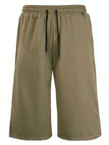 Men's Casual Mid-Length Shorts, Street Style Summer - xanh quân đội - Xem 11