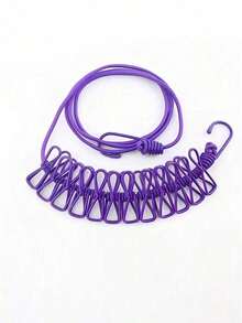 Portable Travel Clothesline With 12 Clothespins, Indoor And Outdoor Use, Lightweight Sun-Proof Clothesline, Suitable For Drying Clothes, Bags, Socks, Scarves, Towels, Adjustable Elastic Clothesline, Suitable For Indoor Laundry, Backyard, Balcony, Outdoor Camping, Hotel Travel, Beach, Summer Vacation, Back To School - Multicolor - View 9
