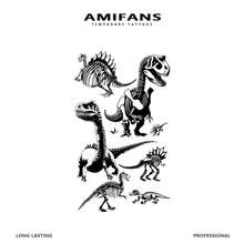 AMIFANS 临时纹身贴纸，逼真恐龙骨架图案，半永久纹身，可持续1-2周，持久纹身，果汁纹身，逼真纹身，浪漫纹身，仿真纹身，防水，外观逼真，小众设计纹身，水果纹身，植物纹身 - 黑色 - 查看 5
